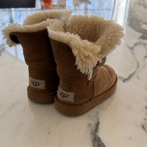 UGG Toddler Chestnut Suede Shearling Cuff Boots